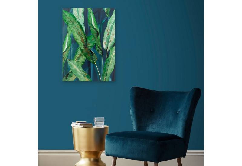 Art for the home Leinwandbild Blatter, (1 St), Handgemalt Wandbild Gold Metallic 50x70cm von Art for the home