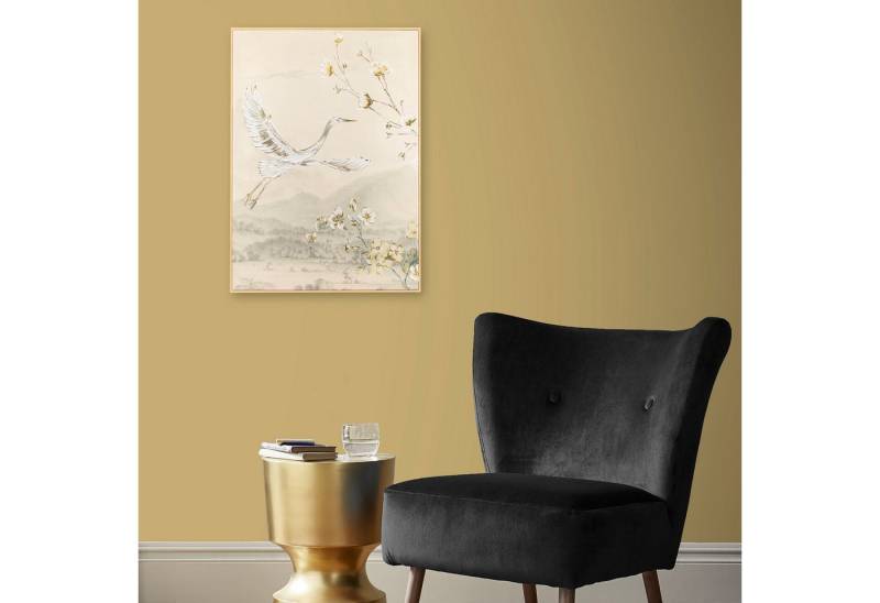 Art for the home Leinwandbild Kran, (1 St), Handgemalt Wandbild Gold Metallic 50x70cm von Art for the home