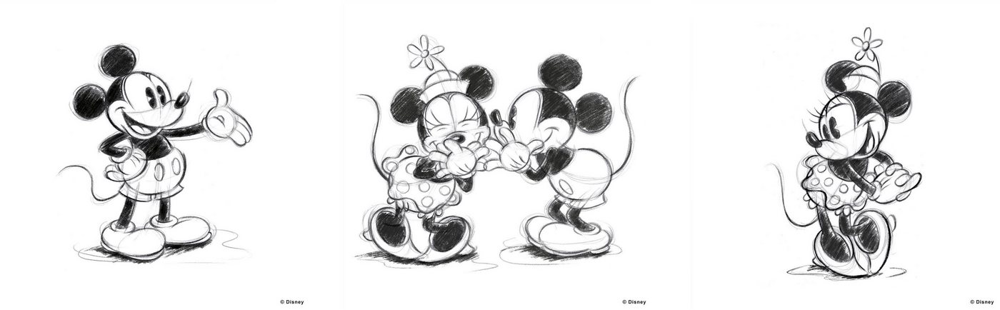 Art for the home Leinwandbild Minnie und Mickey Mouse, (Set, 3 St) von Art for the home