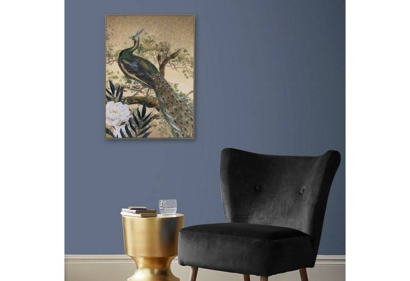 Art for the home Leinwandbild Pfau, Art, Landschaft (1 St), Leinwand handgemalte Details Pfau im Paradies 70 x 50 cm von Art for the home