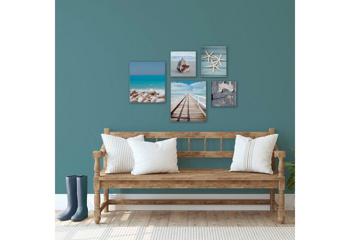 Art for the home Leinwandbild Set Strand, (Set, 5 St) von Art for the home