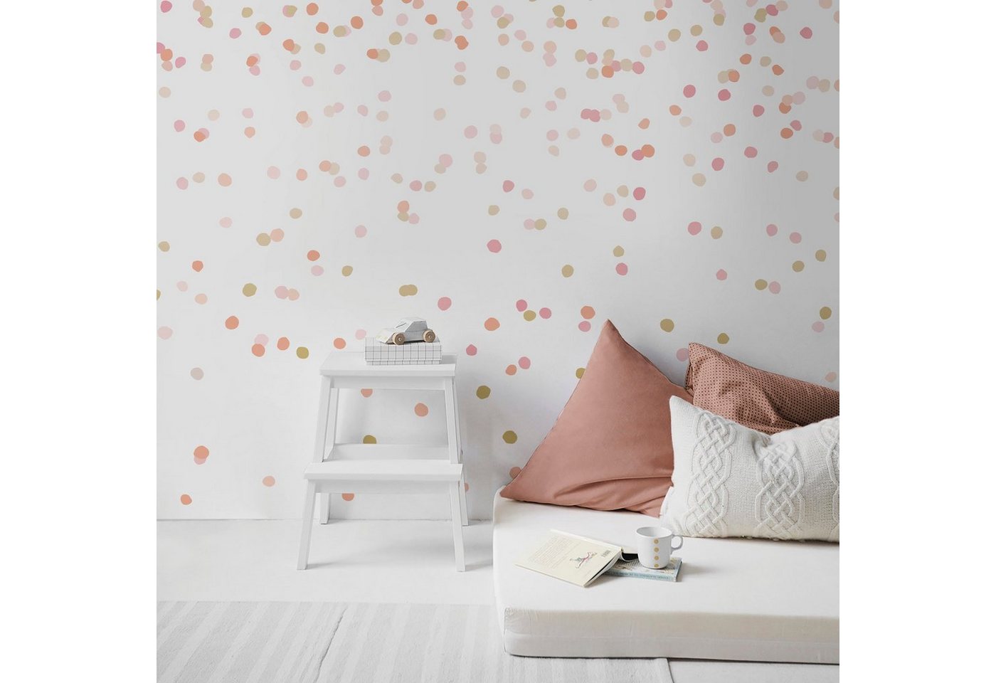 Art for the home Vliestapete Fototapete Konfetti Rosa & Gold, glatt, (1 St) von Art for the home