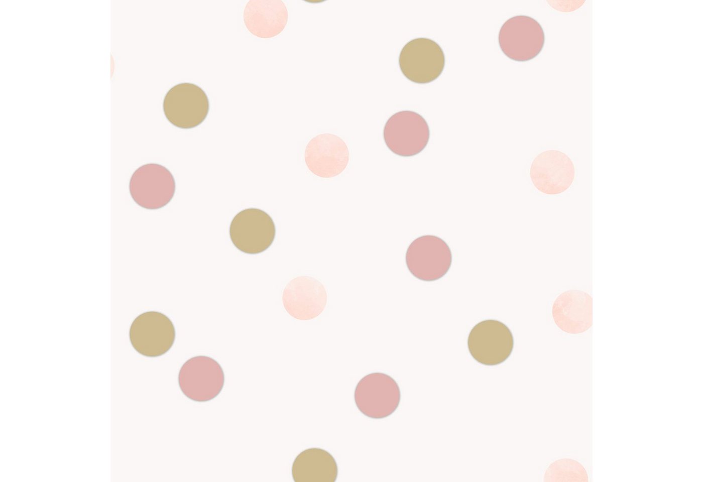 Art for the home Vliestapete Punkte, glatt, (1 St), Rosa/Gold - 10mx53cm von Art for the home