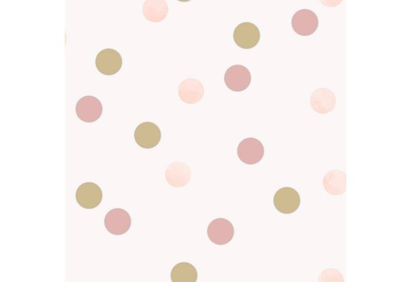 Art for the home Vliestapete Punkte, glatt, (1 St), Rosa/Gold - 10mx53cm von Art for the home