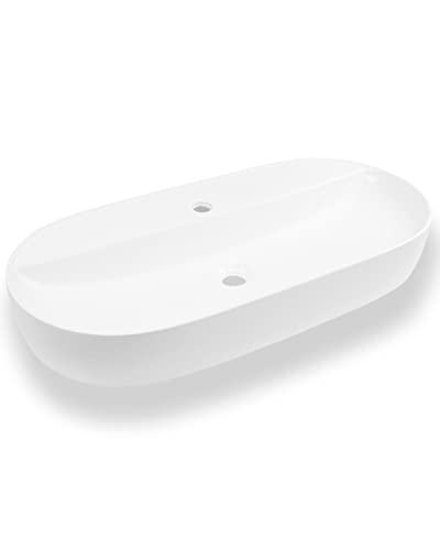 Art-of-Baan Premium Waschbecken oval - Hochglanz Aufsatzwaschbecken - Keramik-Becken für Waschtisch - Waschschale weiß - 810 x 395 x 115 mm Art-of-Baan Premium Waschbecken oval - Hochglanz Aufsatzwaschbecken - Keramik-Becken für Waschtisch - Waschschale weiß - 810 x 395 x 115 mm von Art-of-Baan
