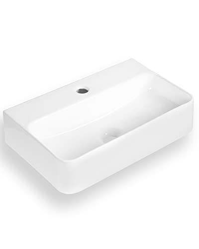 AUFSATZWASCHBECKEN WASCHTISCH WASCHBECKEN WASCHSCHALE HANDWASCHBECKEN WC OVAL RUND RECHTECKIG KERAMIK WEIß (530x300x110) von Art-of-Baan
