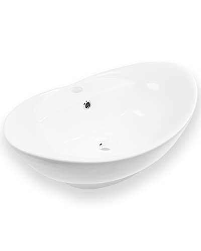 Art-of-Baan® Premium Waschbecken - Hochglanz Aufsatzwaschbecken - Keramik-Becken für Waschtisch - Waschschale weiß - 590 x 390 x 220 mm von Art-of-Baan