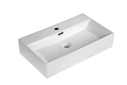 Art-of-Baan® Design-Waschbecken aus Keramik I hochwertiges Handwaschbecken mit Lotus-Effekt I eckiges - Aufsatzwaschbecken in hochglanz weiß I Maße: 600 x 360 x 130 mm von Art-of-Baan