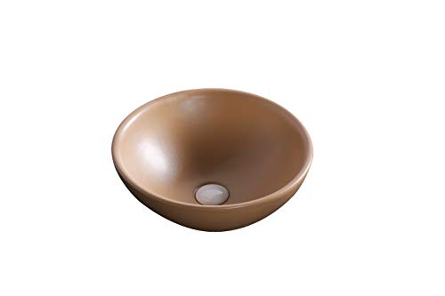 Art-of-Baan® Design-Waschbecken aus Keramik I hochwertiges Handwaschbecken mit Lotus-Effekt I kleines Aufsatzwaschbecken in matt/glänzend braun I Maße: 415 x 415 x 160 mm von Art-of-Baan