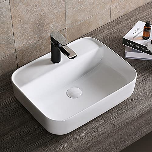 Art-of-Baan Premium Waschbecken eckig - Hochglanz Aufsatzwaschbecken - Keramik-Becken für Waschtisch - Waschschale weiß - 500 x 400 x 135 mm von Art-of-Baan