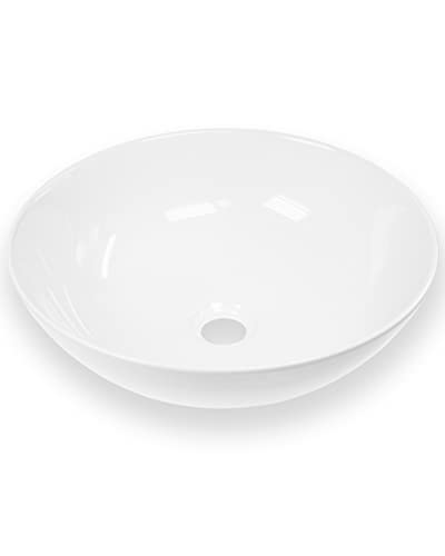 Art-of-Baan Premium Waschbecken rund - Hochglanz Aufsatzwaschbecken - Keramik-Becken für Waschtisch - Waschschale weiß - 400 x 400 x 140 mm von Art-of-Baan