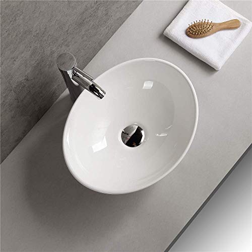 KERAMIK AUFSATZWASCHBECKEN WASCHTISCH WASCHBECKEN WASCHSCHALE HANDWASCHBECKEN WC OVAL KERAMIK WEIß verschiedene Modele (Oval 41x33x14) von Art-of-Baan