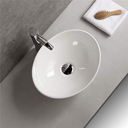 Art-of-Baan® Design-Waschbecken aus Keramik I hochwertiges Handwaschbecken mit Lotus-Effekt I kleines Aufsatzwaschbecken in matt/glänzend weiß I Maße: 410 x 330 x 140 mm von Art-of-Baan