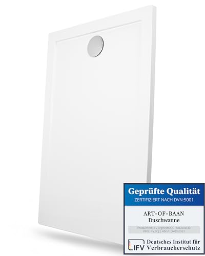 Art-of-Baan® Premium Duschwanne - Duschbecken für Badezimmer - mit DIN-Anschluss - flache Duschtasse inkl. Ablaufgarnitur - weiß - 80x140 cm Premium Duschwanne - Extra flach Duschtasse komplett Set Art-of-Baan® Premium Duschwanne - Duschbecken für Badezimmer - mit DIN-Anschluss - flache Duschtasse inkl. Ablaufgarnitur - weiß - 80x140 cm Premium Duschwanne - Extra flach Duschtasse komplett Set von Art-of-Baan