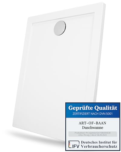 Art-of-Baan® Premium Duschwanne - Duschbecken für Badezimmer - mit DIN-Anschluss - flache Duschtasse inklusive Ablaufgarnitur - weiß - 80 x 100 cm Art-of-Baan® Premium Duschwanne - Duschbecken für Badezimmer - mit DIN-Anschluss - flache Duschtasse inklusive Ablaufgarnitur - weiß - 80 x 100 cm von Art-of-Baan