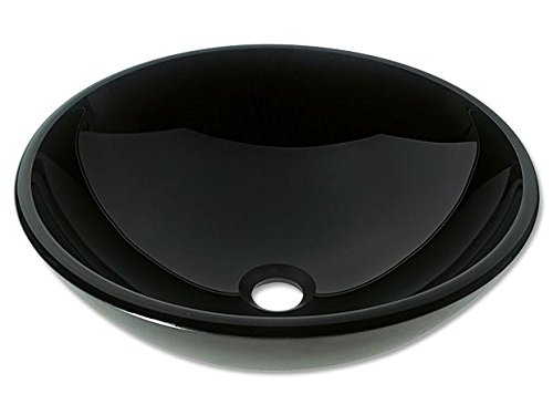 Art-of-Baan Premium Waschbecken rund - edles Aufsatzwaschbecken - schwarz Glas Becken für Waschtisch - Waschschale - 420 x 420 x140 mm von Art-of-Baan