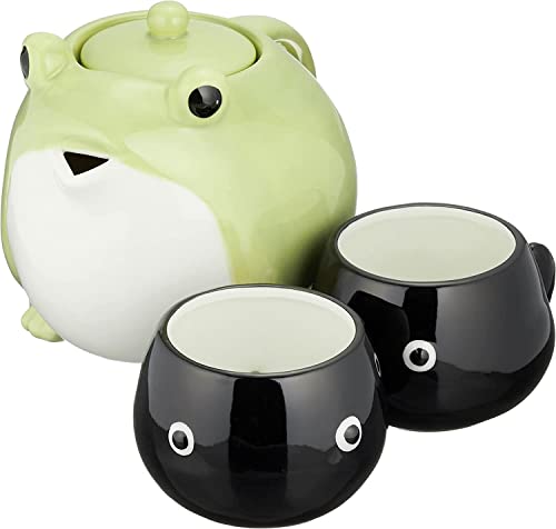 SAN3293 Süßes Geschirr Teekanne und Teetassen-Set, Frosch Eltern und Kind, 600 ml, 140 ml von サンアート