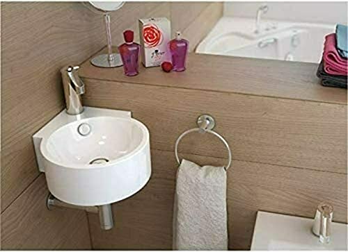 Art-of-Baan® Design-Waschbecken aus Keramik I hochwertiges Handwaschbecken mit Lotus-Effekt I kleines Eckwaschbecken in hochglanz weiß I Maße: 390 x 360 x 140 mm von Art-of-Baan