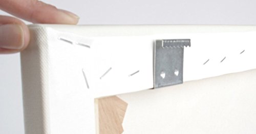 Art & More Aufhänger für Keilrahmen, 16 mm Dicke. Zackenaufhänger für Leinwanddrucke, Holzrahmen. rostfreie Bildaufhänger, Aufhänger für Bilder und Fotos auf Leinwand – 2 Stück von Art & More