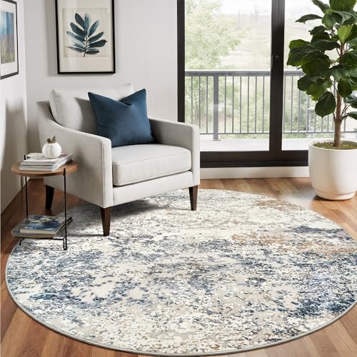 Art&Tuft Runder Teppich für Wohnzimmer, 2,4 m, rutschfeste Unterseite, abstrakt, waschbar, 20,3 x 20,3 cm, schmutzabweisend, Teppiche für Wohnzimmer, faltbar, maschinenwaschbar, 2,4 x 20,3 cm Art&Tuft Runder Teppich für Wohnzimmer, 2,4 m, rutschfeste Unterseite, abstrakt, waschbar, 20,3 x 20,3 cm, schmutzabweisend, Teppiche für Wohnzimmer, faltbar, maschinenwaschbar, 2,4 x 20,3 cm von Art&Tuft