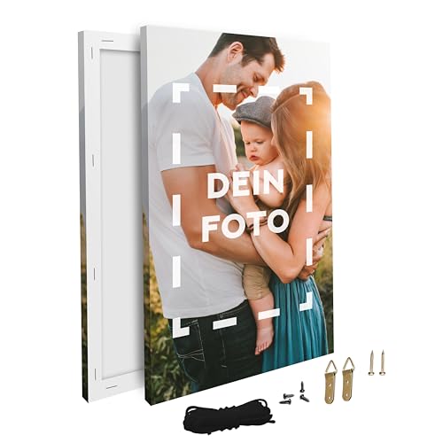 Art100 Leinwand personalisiert mit Wunschmotiv | Foto Leinwandbild mit eigenem Bild | persönliches Wandbild zum selbst gestalten | Fotogeschenk, verschiedene Größen + Aufhängeset | Hochformat 90x60cm von Art100