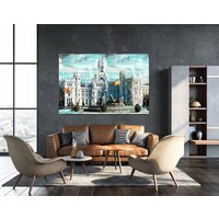 Plaza De Cibeles in Madrid | Hochwertiger Druck Auf Leinwand von Art2Kunstraum