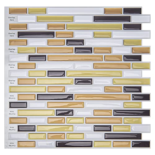 Art3d 10 Stück 3d-Fliesenaufkleber Klebefliesen, Selbstklebend Fliese Vinyl Wandbelag für Küchenrückwand, 30 * 30cm von Art3d