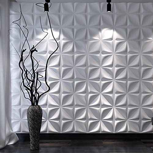 Art3d Dekorative 3D-Wandpaneele, strukturierte 3D-Wandverkleidung, weiß, 3 m² (12 Stück) von Art3d