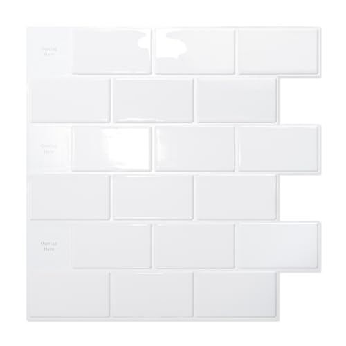 Art3d Fliesenaufkleber Klebefliesen Fliesenfolie Weiß Wandaufkleber Metro Fliesen Fliesendekor Selbstklebend Wandfliesen RV Küche Bad 20-Stück von Art3d
