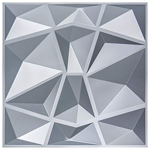 Art3d 3d wandpaneele strukturiertes 3d-wanddesign grauer diamant 50 × 50cm 12 Stück (mattgrau) von Art3d
