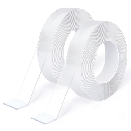 Art3d 8m Doppelseitiges Klebeband Nano Extra Stark Transparent Double Sided Tape 2 Rollen Mehrzweck-Klebeband Teppichmatte Fotorahmen Küche Bastelwandmontage Zuhause AutoTeppich von Art3d