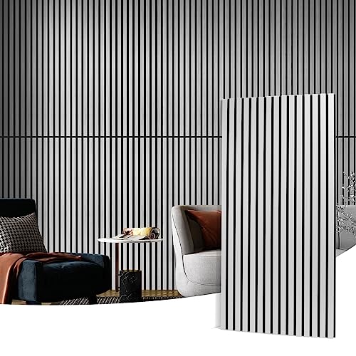 Art3d Akustikpaneele 60 x 120 cm MDF 2 Holz-Akustikplatten 3D-Wandpaneele Wand Decke schallabsorbierende Lamellenverkleidung 2 cm dick Gebürstetes Silber 1,44㎡ von Art3d