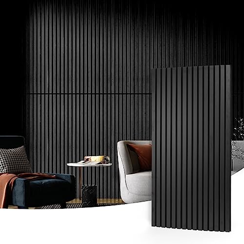Art3d Akustikpaneele 60 x 120 cm MDF 2 Holz-Akustikplatten 3D-Wandpaneele Wand Decke schallabsorbierende Lamellenverkleidung 2 cm dick Schwarz 1,44㎡ von Art3d