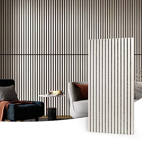 Art3d Akustikpaneele 60 x 120 cm MDF 4 Holz-Akustikplatten 3D-Wandpaneele Wand Decke schallabsorbierende Lamellenverkleidung 2 cm dick Weiße Ulme 2,88㎡ von Art3d