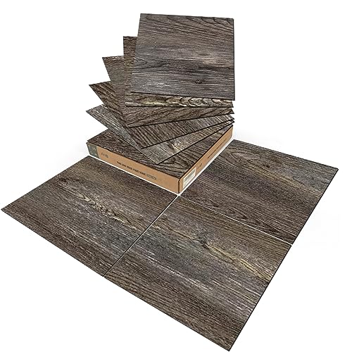 Art3d PVC-Bodenbelag Selbstklebende Bodenfliese Fliesen 30 x 30 cm DIY Vinyl-Dielen Vinylboden Wasserdichter Dielenboden Holzoptik Küche Esszimmer Schlafzimmer 30 Stück Dunkelbraunes Eichenholz 2,7 m² von Art3d