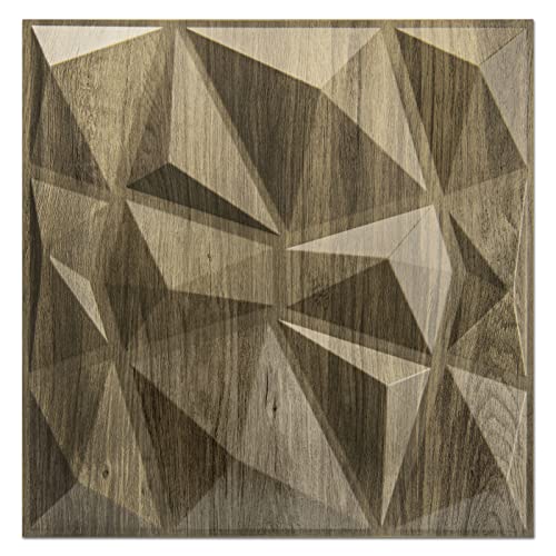Art3d Texturen 3D Wandpaneele PVC Holz Diamant Design für Innenwand Dekor Packung mit 12 Fliesen 3 ㎡ von Art3d