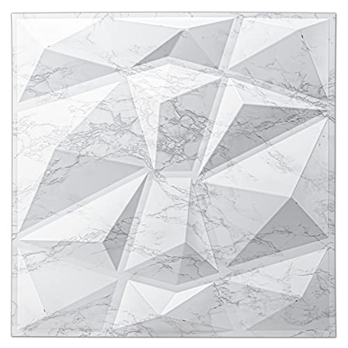 Art3d Texturen 3D-Wandpaneele Marmor Weiß PVC Diamant Design für Innenwanddekoration 12 Stück 3 m² von Art3d