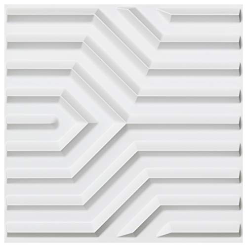 Art3d Wall Panels Dekorative PVC 3D-Wandpaneele, mattweiß, 19.7in x 19.7in von Art3d