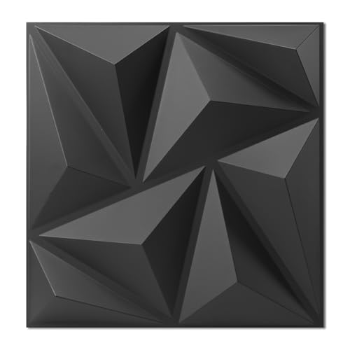 Art3d Wandpaneele 3D Paneele PVC Kunststoffpaneele Gaming Wohnzimmer Wand Decke 30 x 30 cm Schwarz 20 Stück von Art3d