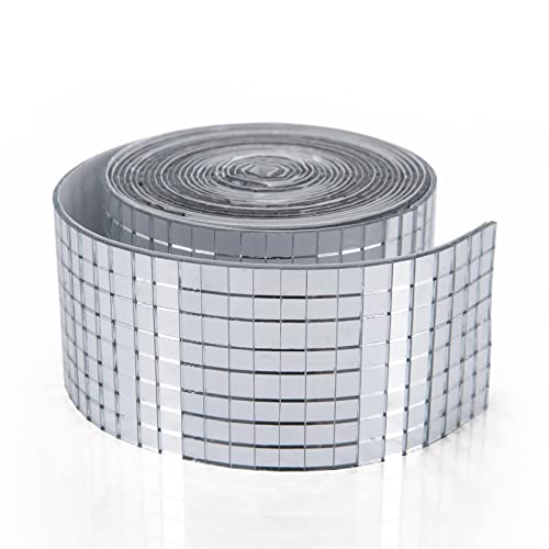 Art3dwallpanels Selbstklebende Mosaikfliesen Quadratische Glasspiegel Mosaikfliesen Spiegel für DIY Handwerk Dekoration (Silber|1 große Rolle) von Art3dwallpanels
