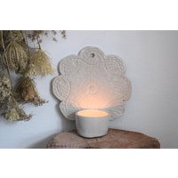 Teelichthalter Für Die Wand "Mandala" Boho | Wanddeko Keramik Creme Handgemacht Getöpfert Wandbild Landhaus, Schlicht von ArtAndKreative