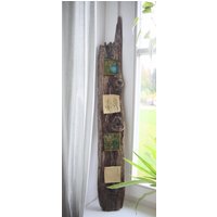 Wandbild Keramik Altholz | Handgemacht Blütenabdruck Pflanzenabdruck Relief Wanddeko Getöpfert Wandfliese Kachel Landhaus von ArtAndKreative