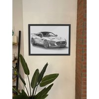 Auto Poster | Zeichnung Kunstdruck Jaguar F-Typ Graphitzeichnung Bleistift Geschenkidee von ArtAndWishesShop