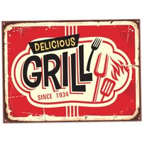 Retro Grill Wandkunst | 12 X 9 Zoll Metallschild Vintage Küche Dekor Retro Grill Wandkunst | 12 X 9 Zoll Metallschild Vintage Küche Dekor von ArtAttackPrintworks