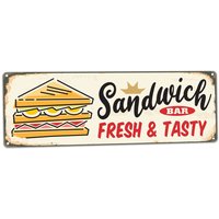 Retro Sandwich Wandkunst | 5 X 15 Zoll Metallschild Vintage Küche Dekor von ArtAttackPrintworks