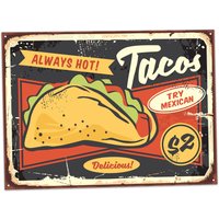 Retro Tacos Wandkunst | 12 X 9 Zoll Metallschild Vintage Küche Dekor von ArtAttackPrintworks