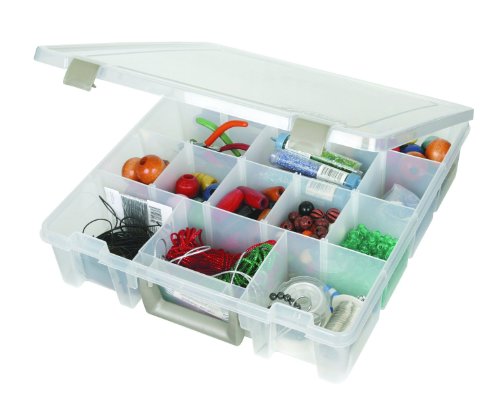 ArtBin Super Umhängetasche mit herausnehmbaren Trennwänden, tragbarer Organizer für Kunst und Handwerk, mit Griff, [1] Kunststoff-Aufbewahrungsbox, transparent, 1 Packung von ArtBin