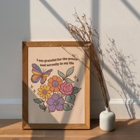 Boho Print | Blumenkunst Retro Dekor Groovy Schmetterling Manifestation Spirituell Inspirierend - 8x10 Ich Umarme Herausforderungen von ArtBloomingLau