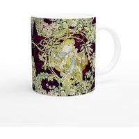 Alphonse Mucha Frau Mit Gänseblümchen 11Oz Keramikbecher. Fine Art Tasse/ Tasse. Ideales Geschenk Kaffee/Tee von ArtBoxGalleria