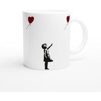 Banksy Mädchen Mit Ballon 11Oz Keramikbecher. Moderne Urban Art Graffiti Geschenk Kaffee/Tee Tasse von ArtBoxGalleria